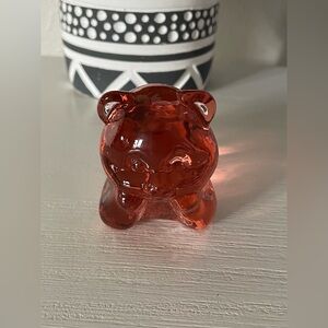 FENTON Glass Bear Day Dreamer Figurine Empress Rose Original Sticker Vintage